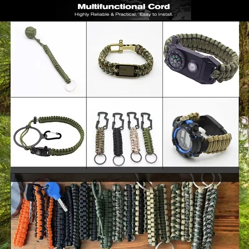 550 Paracord Rope - 7 Strand, 4mm Military Tactical Cord for Camping, Outdoor Survival, and DIY Bracelets (5/15/30M Options)