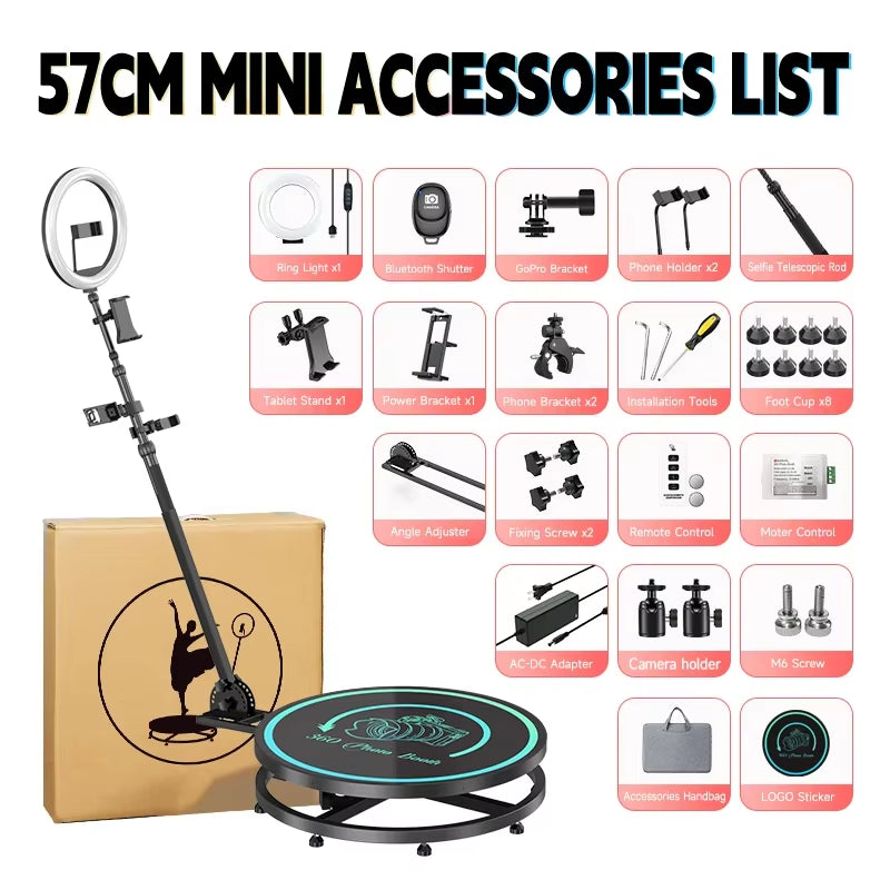 2024 NEW 360 Photo Booth Machine with Photography Lights for Parties with Software Logo Customization Automatic Photo Booth