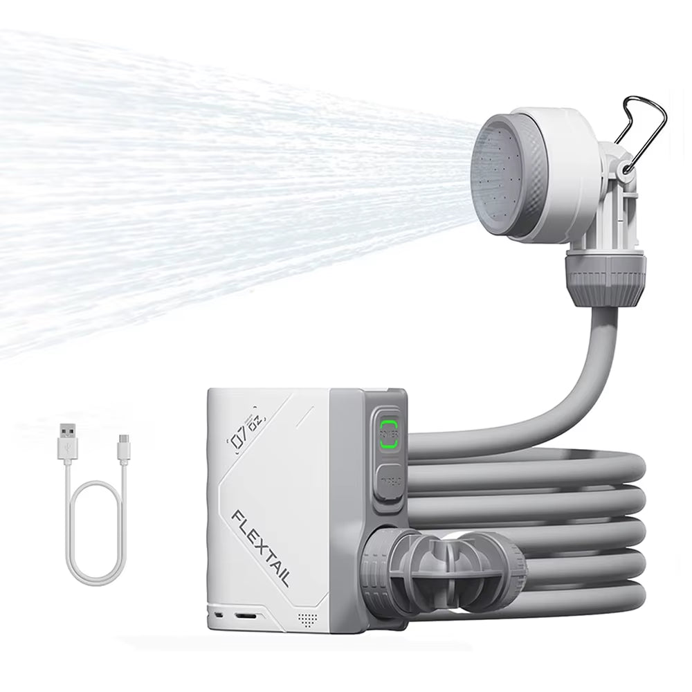 Experience the Great Outdoors with the FLEXTAIL Portable Electric Shower Pump - Your Ultimate IPX7 Waterproof Solution for Camping and Home Cleaning!