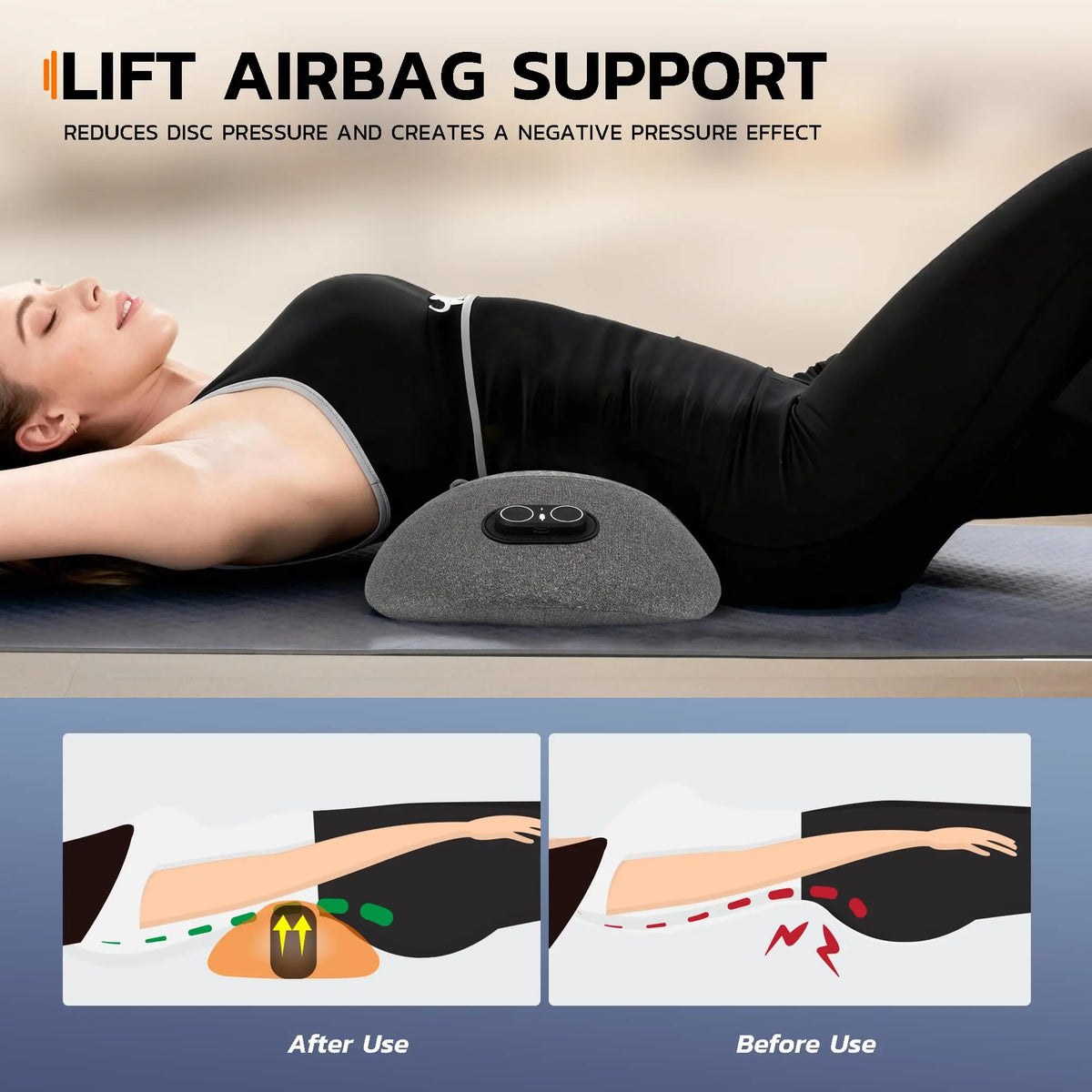 3-in-1 Electric Back Massager with Heat, Vibration, and Traction - Lumbar Support Pillow for Deep Tissue Relaxation