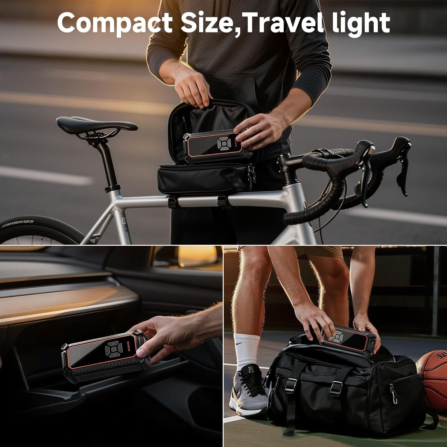 Tire Inflator Portable Air Compressor, Dual Power - 6000Mah & 12V DC, 150PSI Bike Pump, Cordless Air Pump for Car Tires, Bike, Motorcycle, Balls with LED & Digital Pressure Gauge