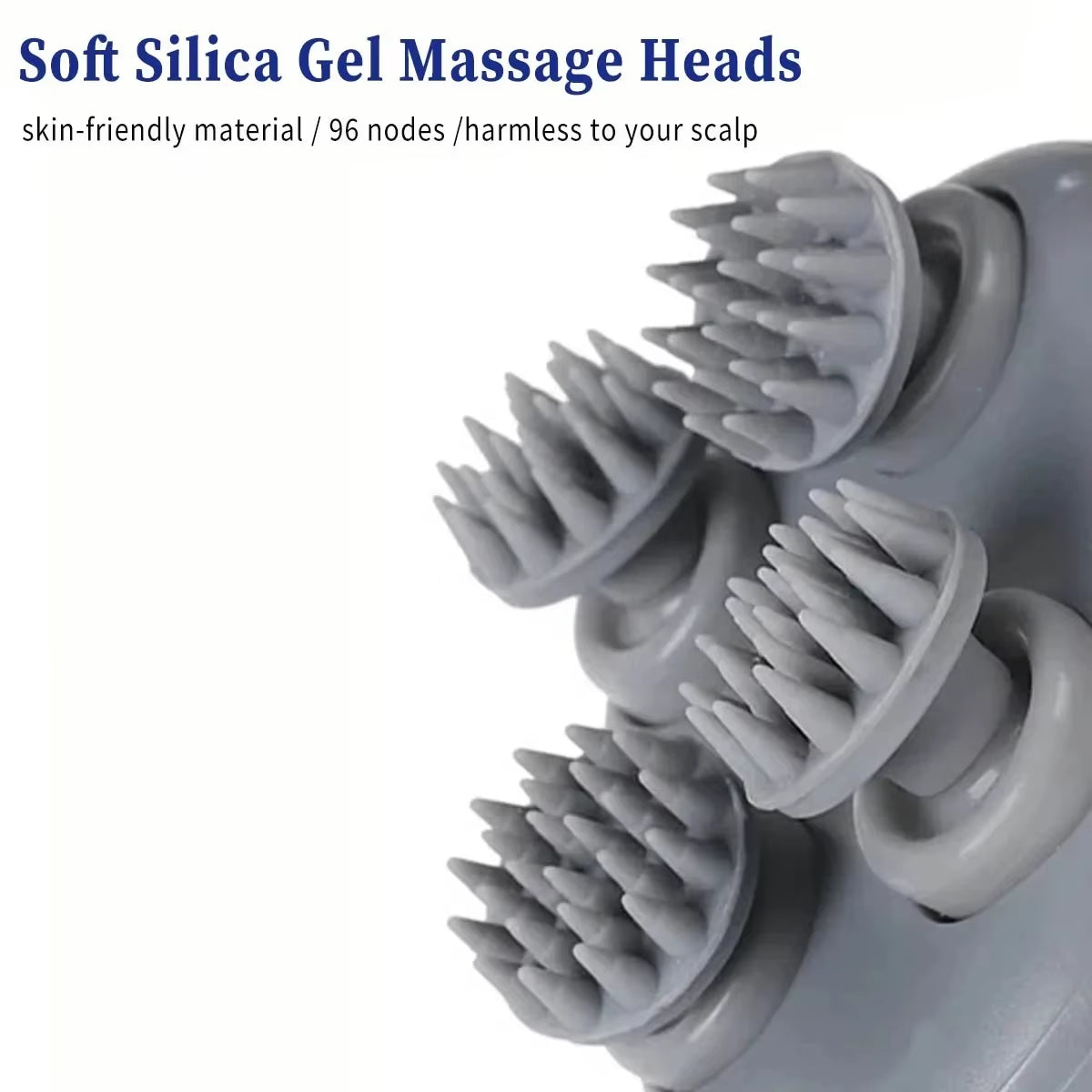 Adjustable Speed Head Massager with Red Light Therapy for Scalp Care and Deep Silicone Kneading