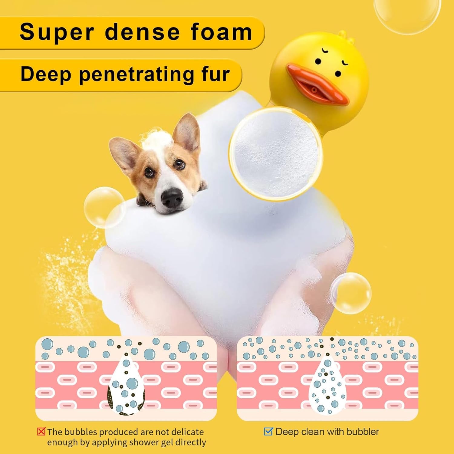 Electric Dog Shampoo Dispenser Dog Shampoo Sprayer Duck Shampoo Foamer for Pet, Foaming Soap Dispenser for Bathtub, Kitchen Sink Cleaning