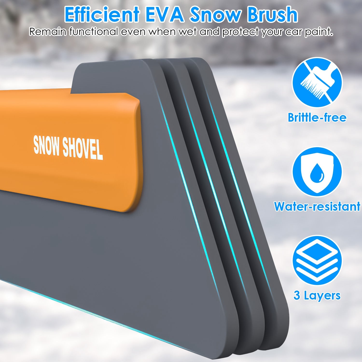 1Pc 3 in 1 Car Snow Removal Shovel with Lights Car Snow Removal Tool Telescopic Windshield Ice Scraper Snow Brush Shovel