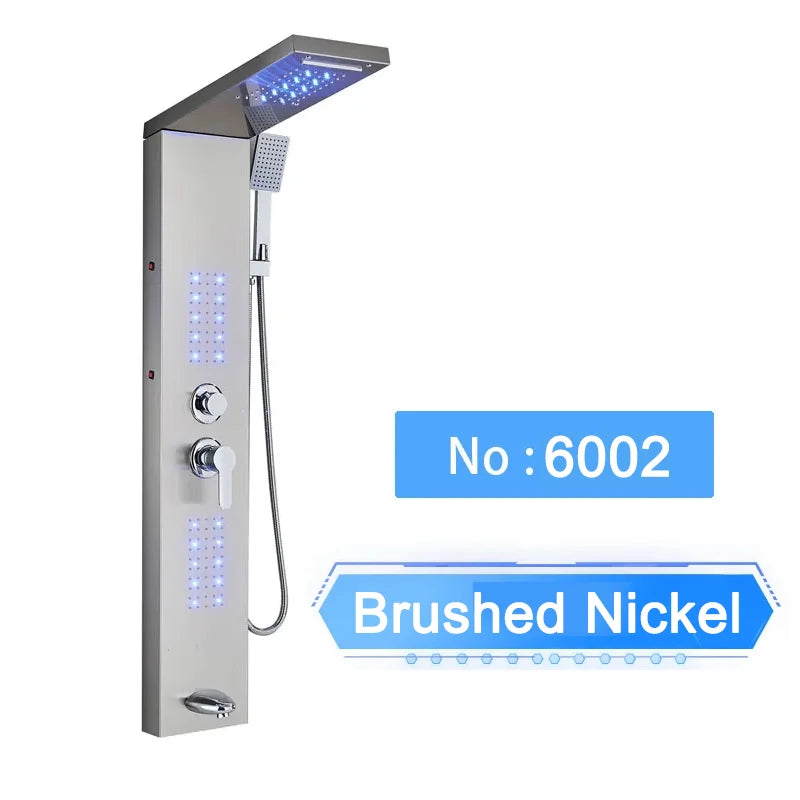 LED Digital Display Shower Panel with Waterfall Rain and SPA Massage Jet System