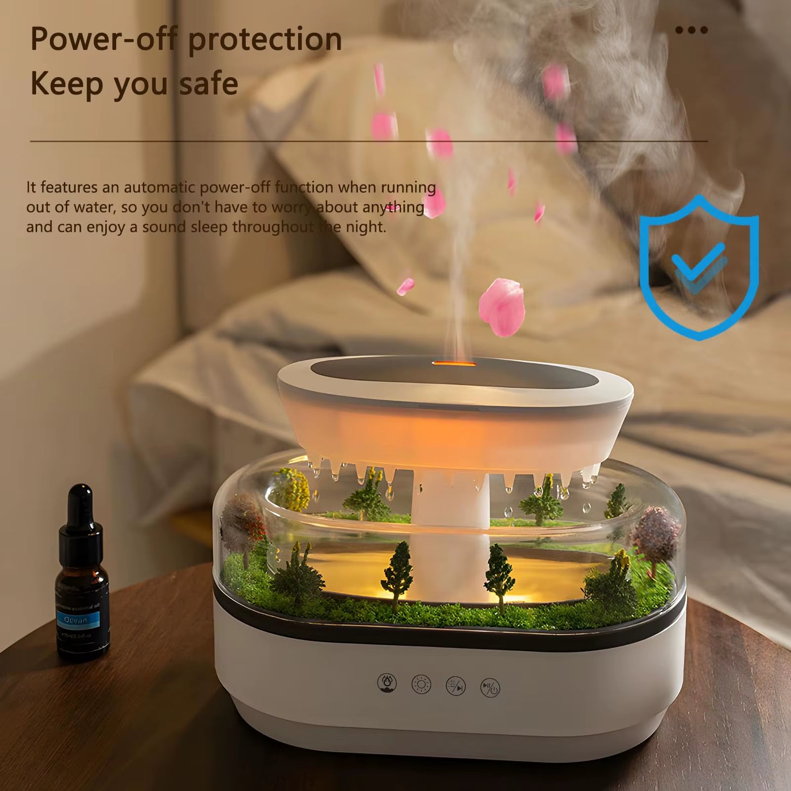 Essential Oil Diffuser 250Ml White Noise Cloud Rain Humidifier Water Drip Aroma Diffuser Air Humidifier with 7 Colors Light