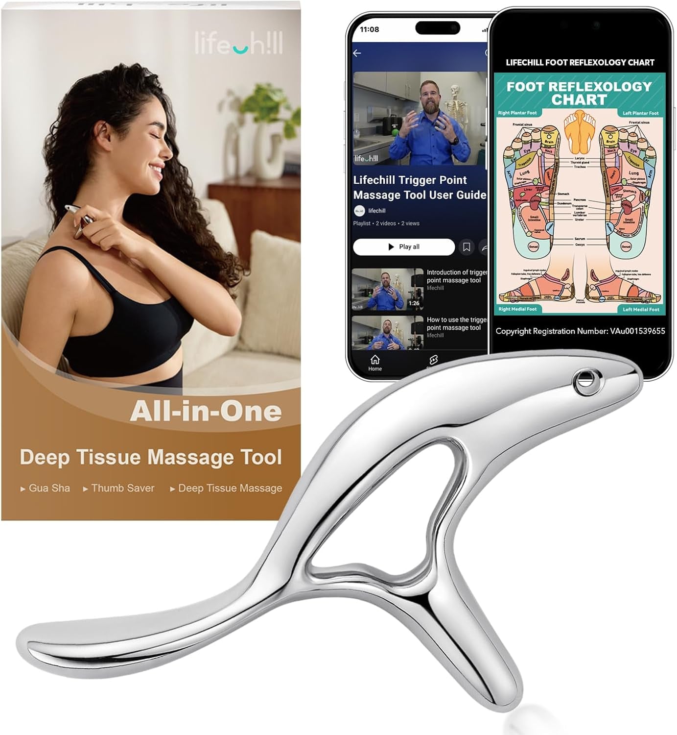 Trigger Point Massage Tool for Deep Tissue Massage & Gua Sha, HSA Muscle Scraper Tool for Full Body Pain Relief, FSA Eligible Items Thumb Saver Acupressure Tool