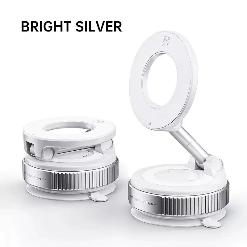 Universal Magnetic Car Phone Holder with Strong Suction Cup and 360° Rotation - Foldable Mount for Mobile Devices and GPS Navigation
