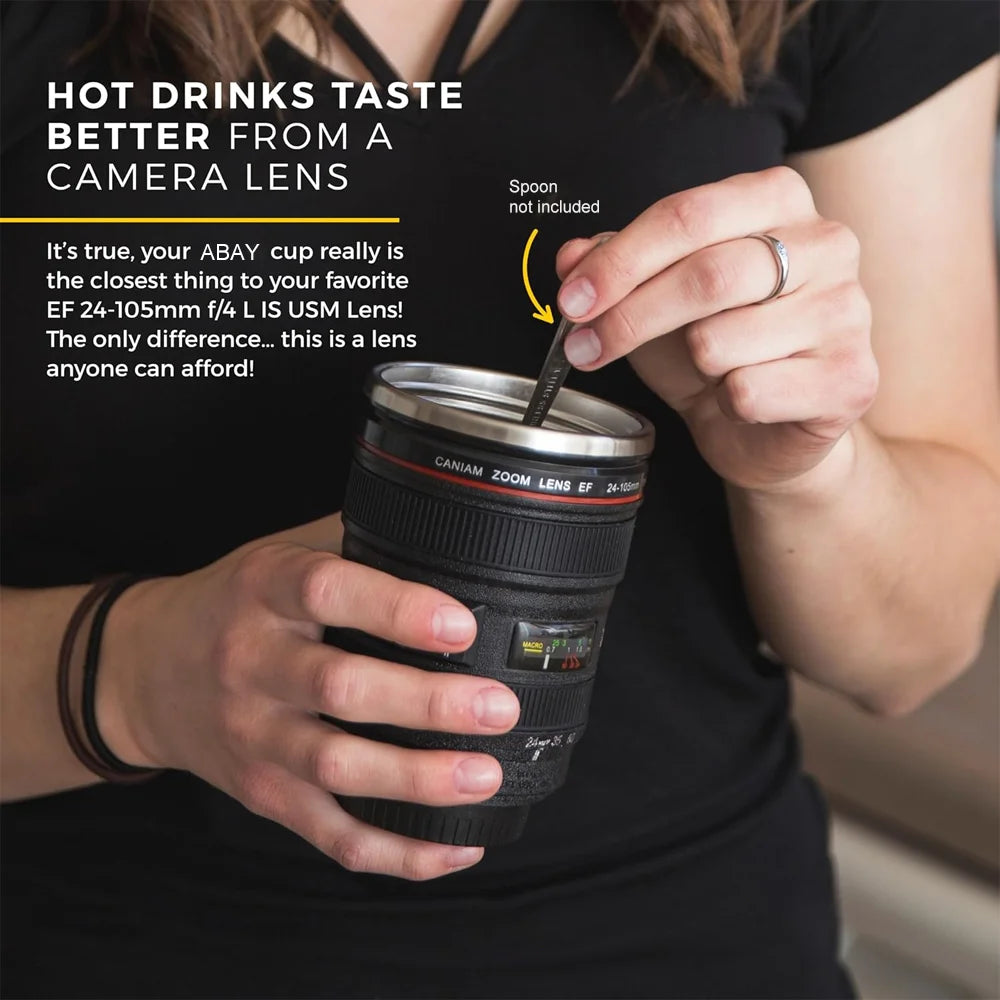 Water Bottle Camera Len Coffee Cup Travle Mug Thermal Cup Stainless Steel Tumbler Cup with Lid Leak Proof Vacuum Flask Drinkware