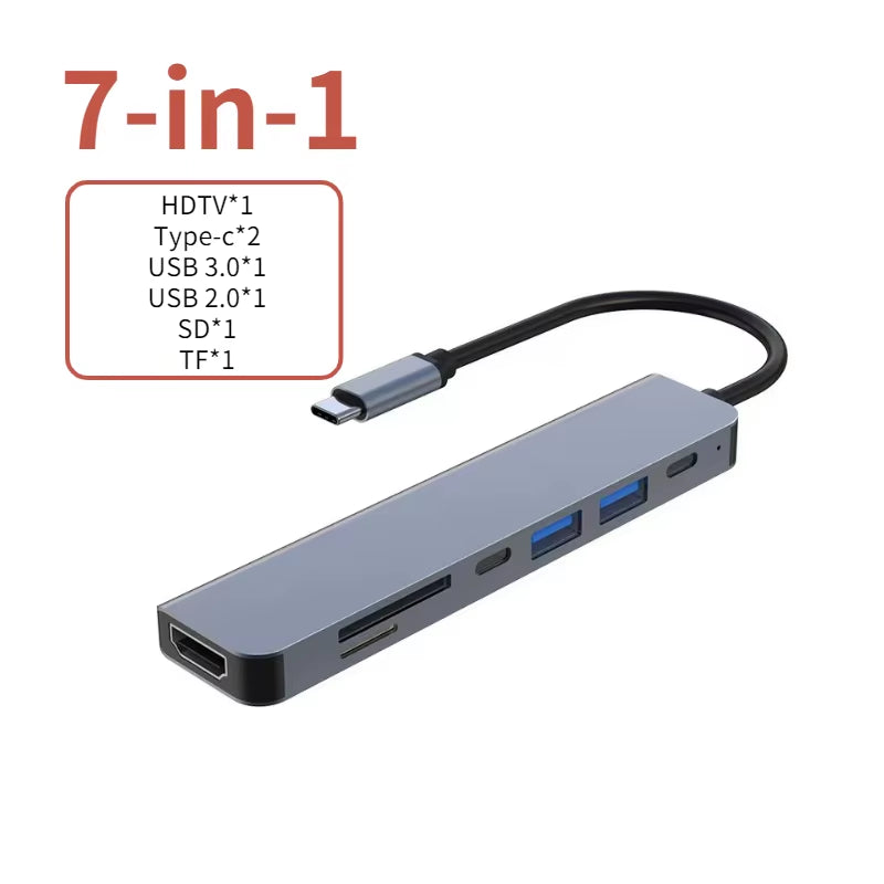 USB-C Hub with 4K HDMI, USB 3.0/2.0, and PD Charging Dock for MacBook, iPad, Samsung S10, Dex, TV, Mouse, Keyboard, and USB Drive