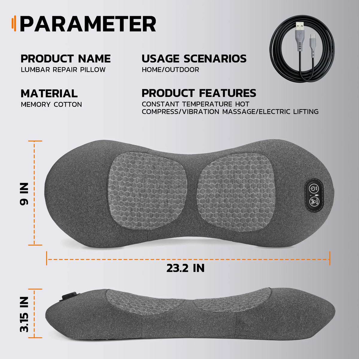 3-in-1 Electric Back Massager with Heat, Vibration, and Traction - Lumbar Support Pillow for Deep Tissue Relaxation