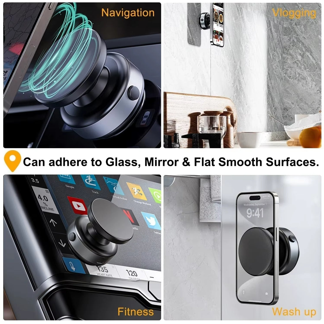 Electric Vacuum Suction Magnetic Phone Holder for Car Gym Mount 360° Rotation Magsafe Suction Cup Phone Mount for Smartphones