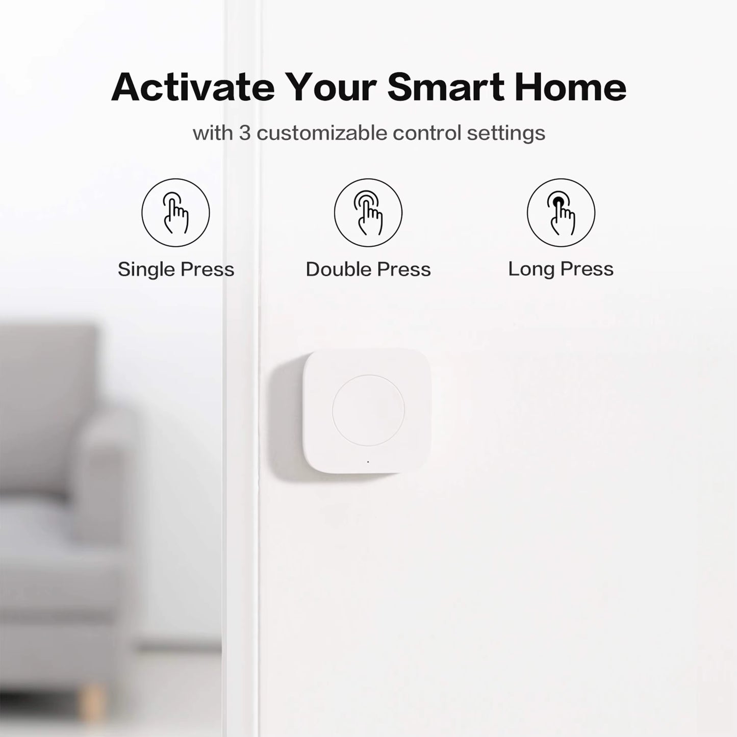 Mini Wireless Switch Zigbee Connection Versatile 3-Way Control Button for Smart Home Devices Compatible with Apple Homekit