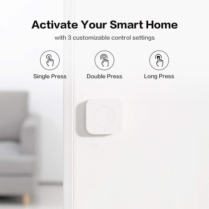 Mini Wireless Switch Zigbee Connection Versatile 3-Way Control Button for Smart Home Devices Compatible with Apple Homekit