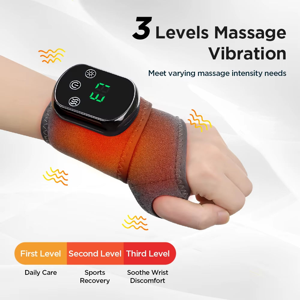 Rechargeable Electric Heating Wrist Guard with Vibration Massage and Hot Compress for Hand and Ankle Support