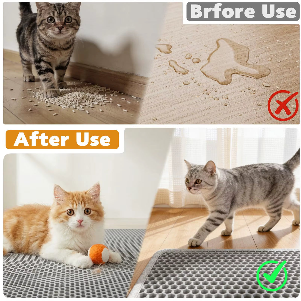 Double Layer Non-Slip Cat Litter Mat - Waterproof and Wear-Resistant Filter Mat for Large Litter Boxes