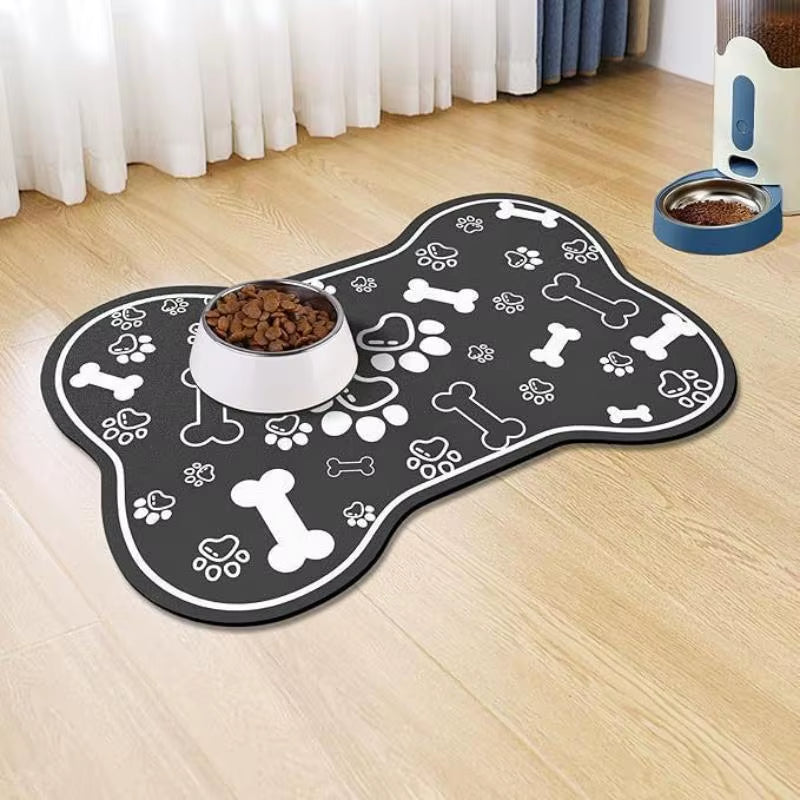 Diatomaceous Absorbent Pet Placemat with Waterproof Quick-Dry Rubber Backing and Non-Slip Design for Food and Water Bowls