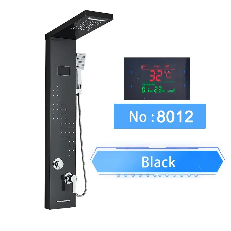 LED Digital Display Shower Panel with Waterfall Rain and SPA Massage Jet System