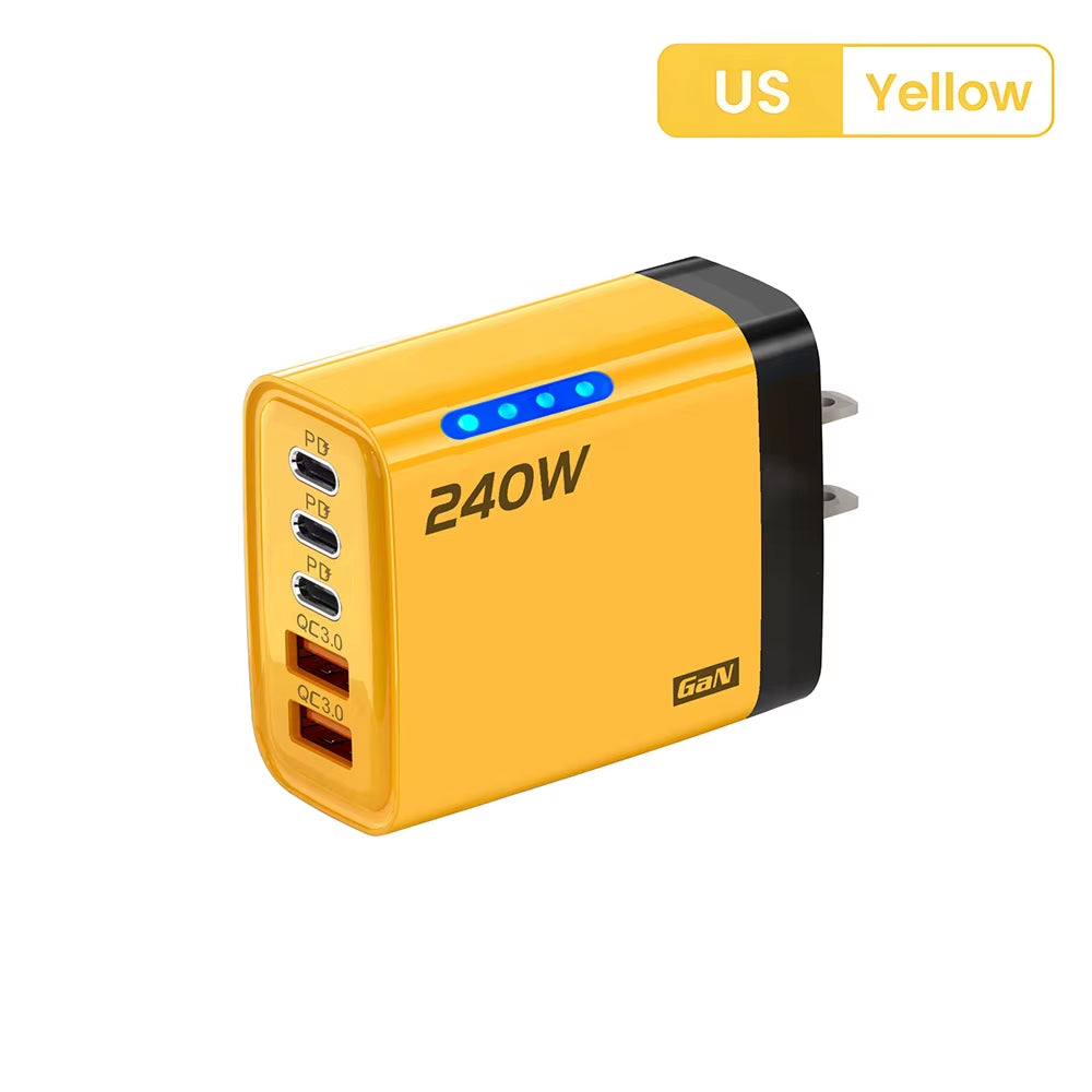 5 Ports USB C PD Charger Quick Charge 3.0 Type C USB Phone Chargers Fast Charging Adapter for Iphone 16 15 Samsung Xiaomi Huawei