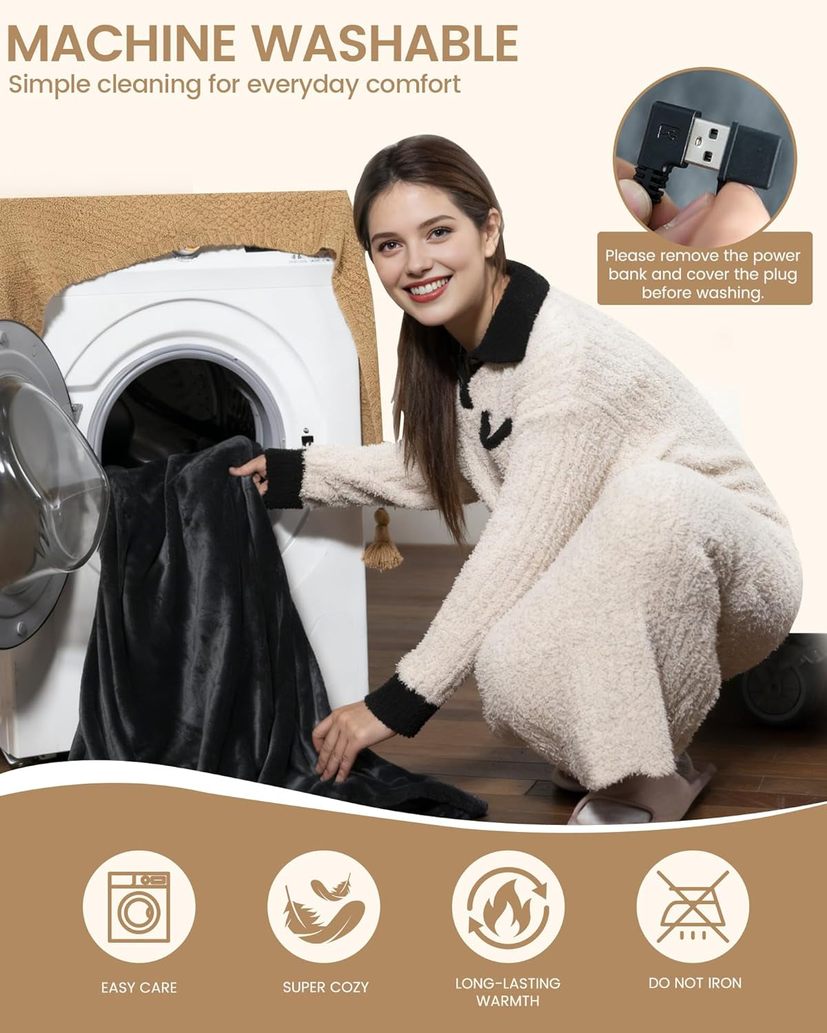 Cordless Heated Blanket with Hood, Rechargeable Wearable Heated Blanket Battery Powered with 20000 Mah Battery, 9 Heating Zones, 3 Levels, Portable Heated Throw Blanket, Camping