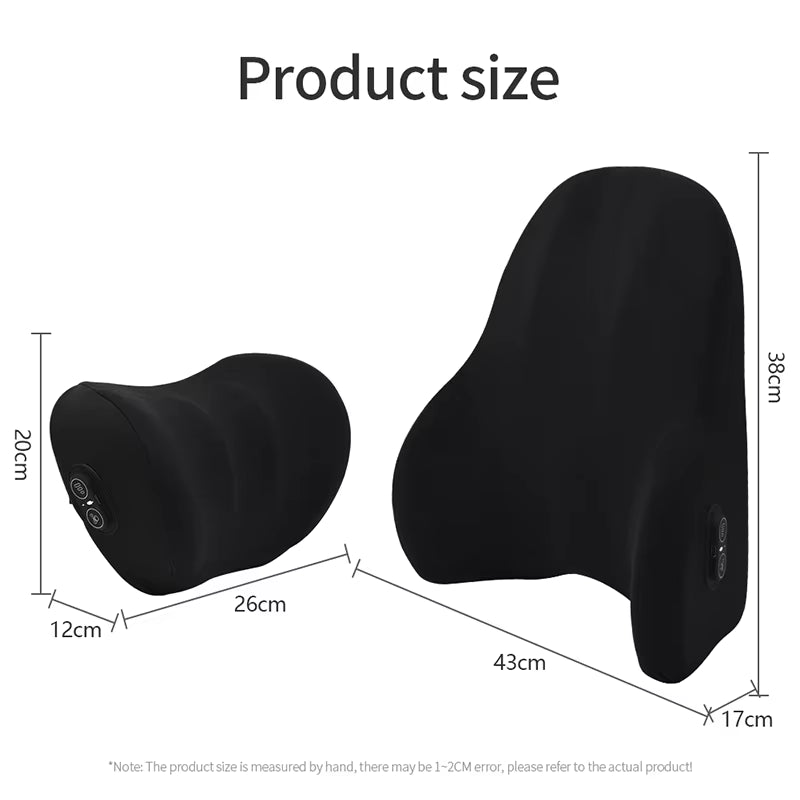 Car Electric Single Lumbar Single Headrest Vibration Massage Lumbar Support Neck Pillow Lumbar Cushion Car Seat Car Interior