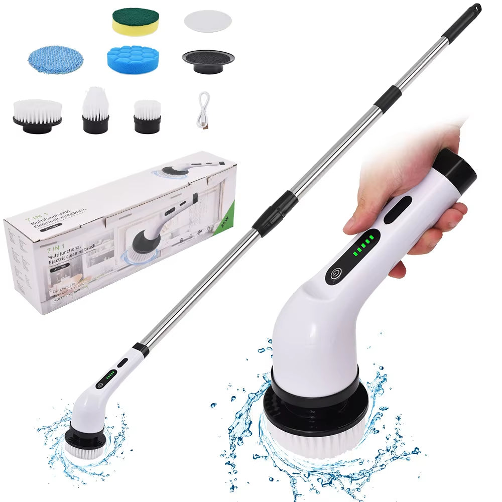 Cordless Electric Spin Scrubber - Versatile Cleaning Brush for Kitchen, Bathroom, and Toilet Use