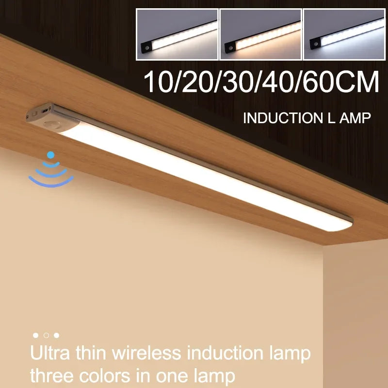 Wireless Rechargeable LED Motion Sensor Cabinet Light - Perfect for Closets, Kitchens, Wardrobes, and Stairs - Battery Operated Night Lighting Solution