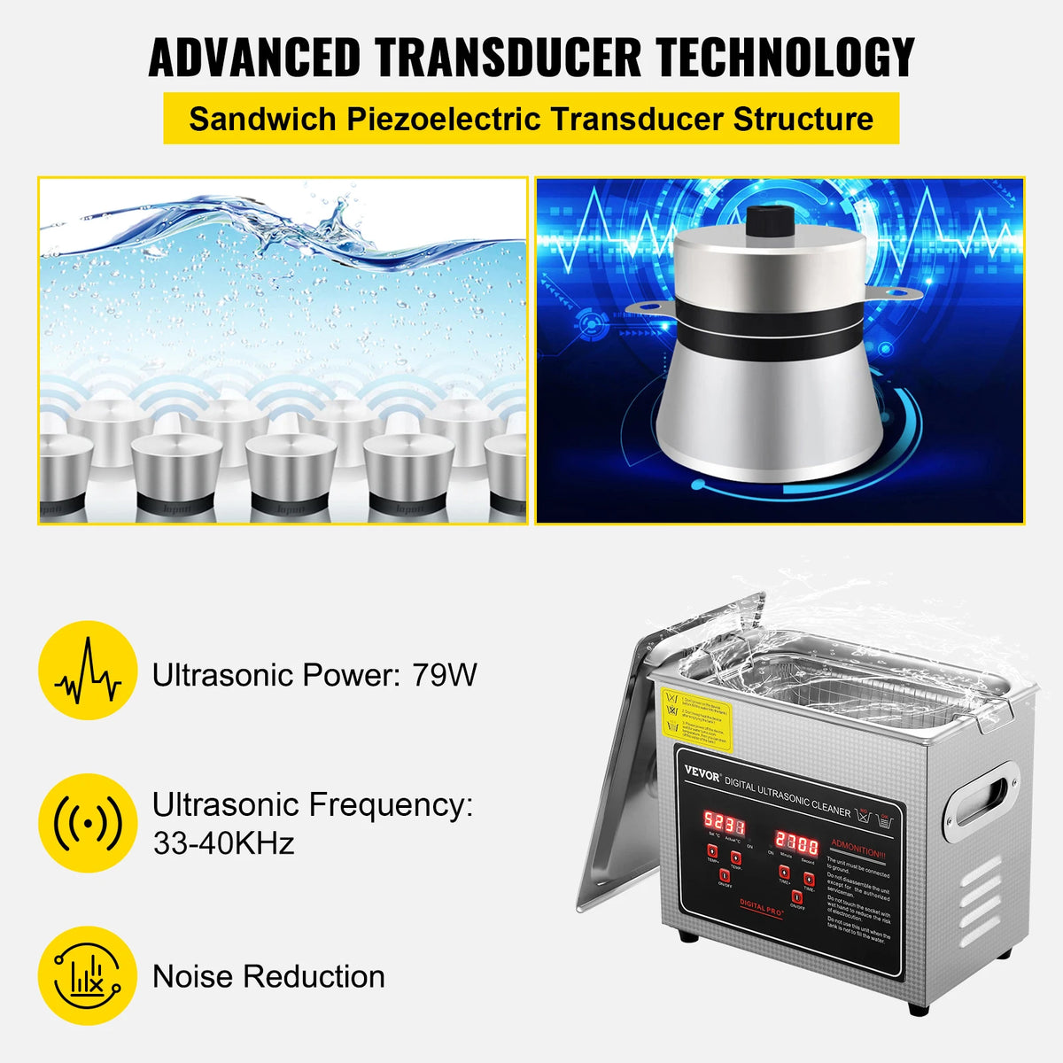 Ultrasonic Cleaner - Portable Stainless Steel Washing Machine in 2L, 3L, 6L, 10L, 22L, and 30L Capacities